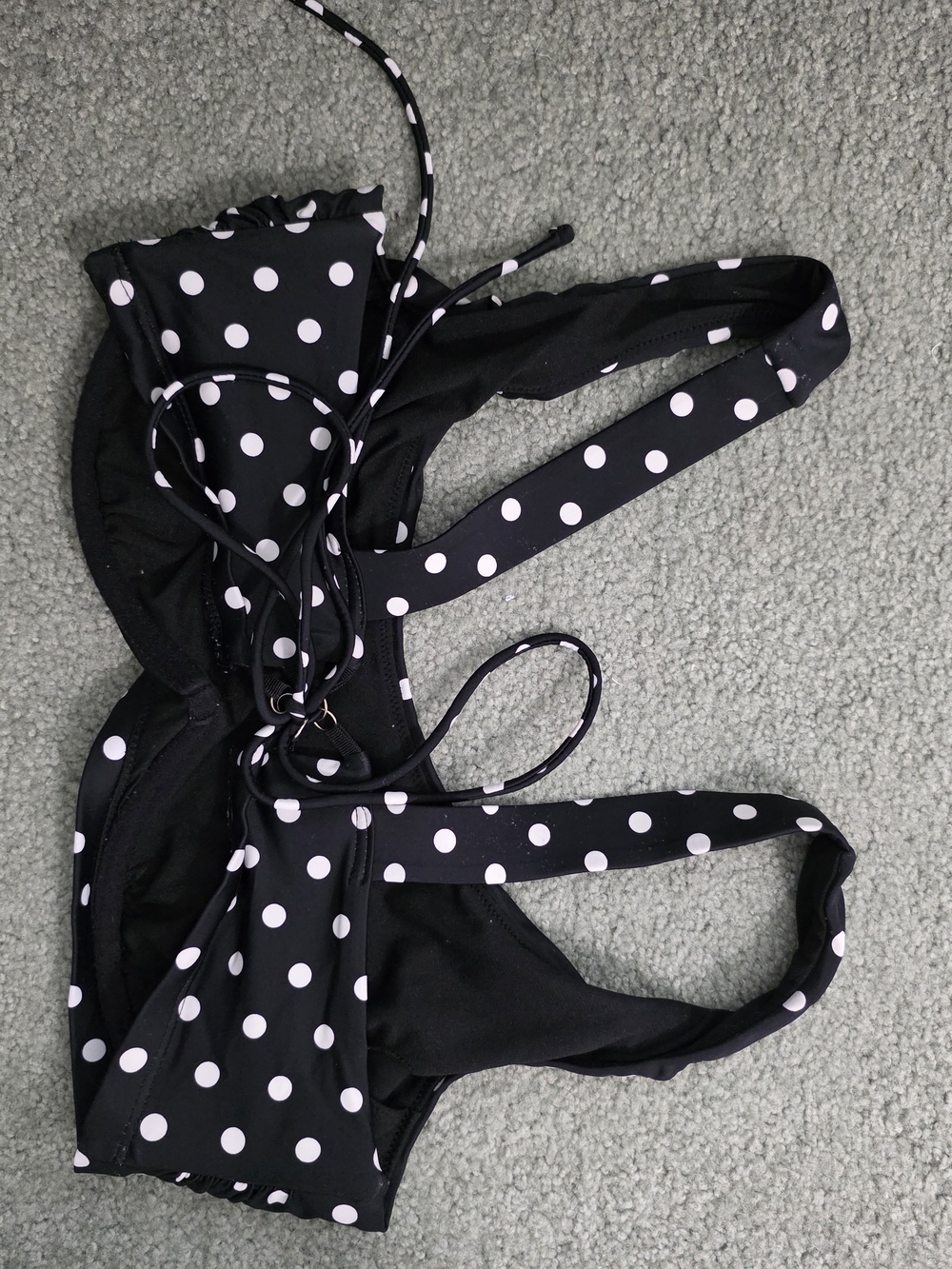 Black Polka Dot Scoop Bikini Top & High Waist Bottom - Women Swim - Picture 4 of 5